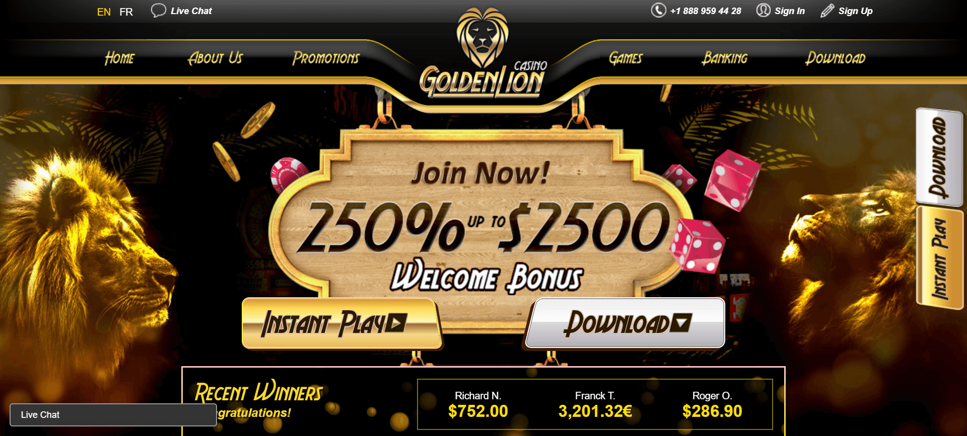 golden lion casino bonus